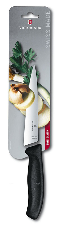 Нож разделочный VICTORINOX SwissClassic, 15 см, чёрный, в картонном блистере