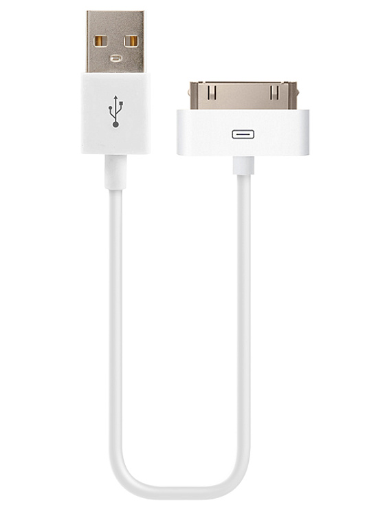 Кабель USB 2.0 -  30pin для iPhone/iPod/iPad, 1м, 2.1A, белый, OLMIO