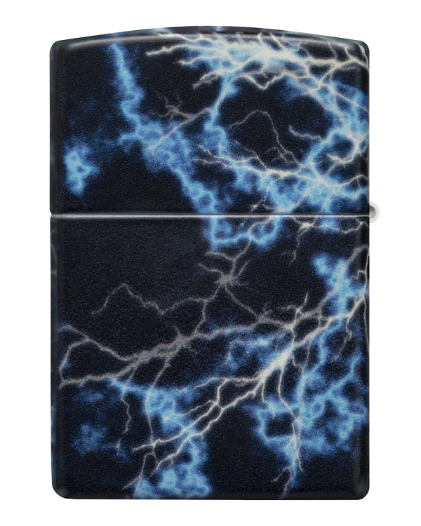 Зажигалка ZIPPO Lightning с покрытием Glow In The Dark Green, латунь/сталь, черная, 38x13x57 мм