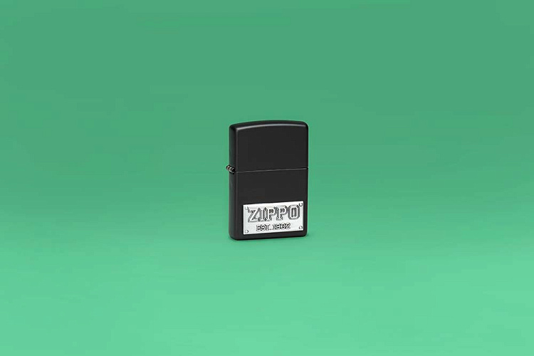 Зажигалка ZIPPO License Plate с покрытием Black Matte, латунь/сталь, черная, 38x13x57 мм