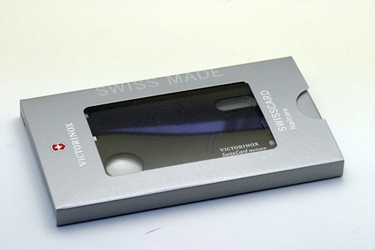 Швейцарская карточка VICTORINOX SwissCard Nailcare, 13 функций, полупрозрачная чёрная