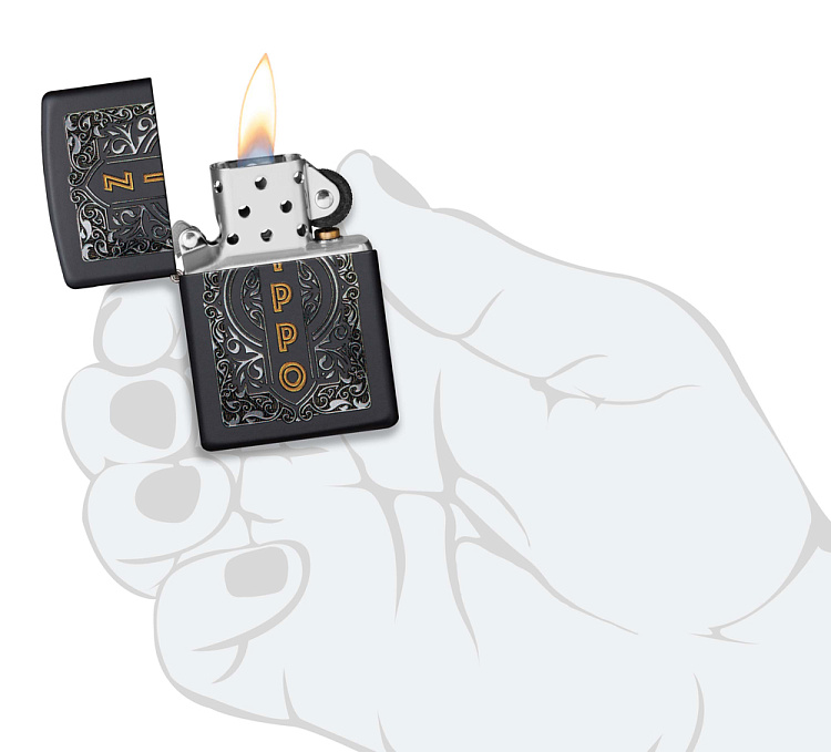 Зажигалка ZIPPO Classic с покрытием Black Matte, латунь/сталь, черная, 38x13x57 мм