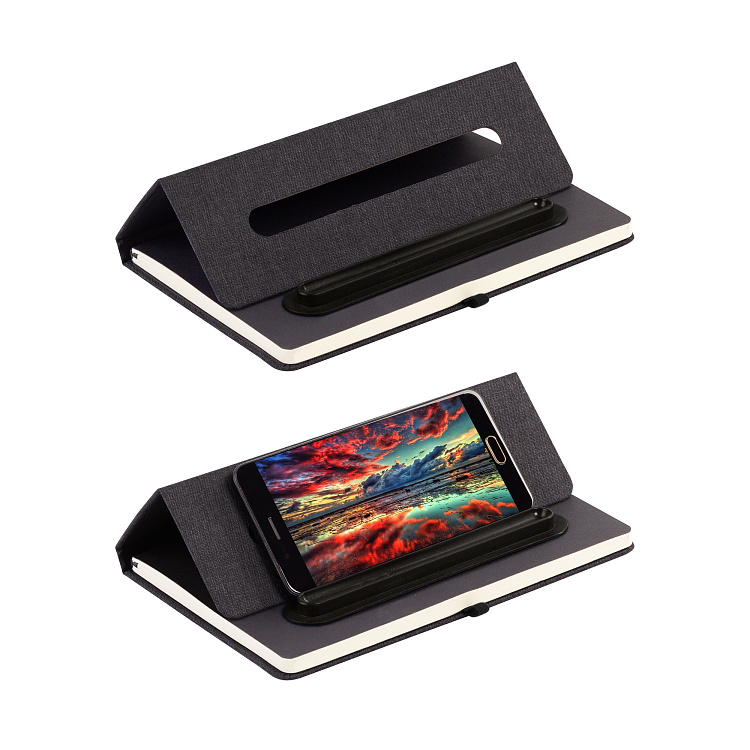 Блокнот "Magnet" с ручкой Ray на магните, с подставкой под смартфон