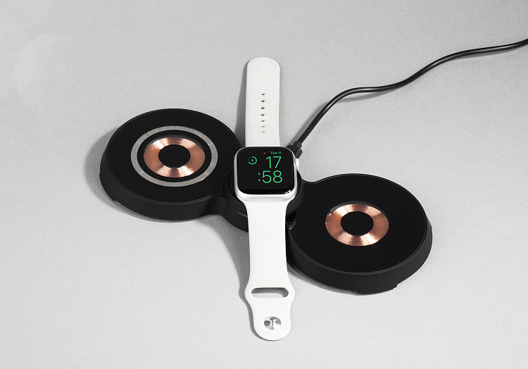 Настольная беспроводная (15W) зарядная станция "Cheb" для смартфона, часов и наушников с MagSafe c прозрачным корпусом