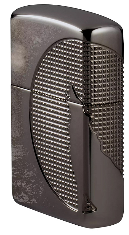 Зажигалка ZIPPO Armor™ Wolf  с покрытием High Polish Black Ice®, латунь/сталь, чёрная, 38x13x57 мм