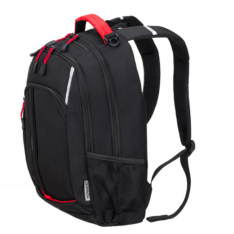 Рюкзак TORBER ROCKIT с отделением для ноутбука 15.6", чёрный/красный, нейлон, 32 х 14 х 50 см, 22л