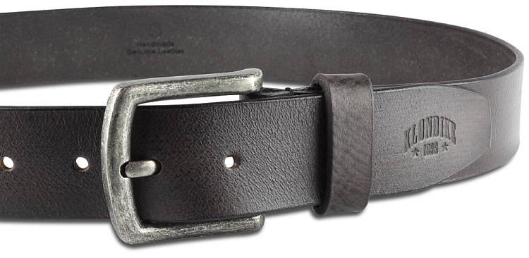 Ремень KLONDIKE Creek, односторонний, натуральная воловья кожа, цвет серый, 90 х 4 см