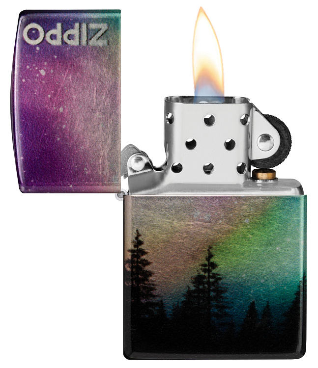 Зажигалка ZIPPO Colorful Sky с покрытием 540 Tumbled Chrome, латунь/сталь, разноцветная, 38x13x57 мм