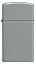 Зажигалка ZIPPO Slim® с покрытием Flat Grey, латунь/сталь, серая, глянцевая, 29x10x60 мм