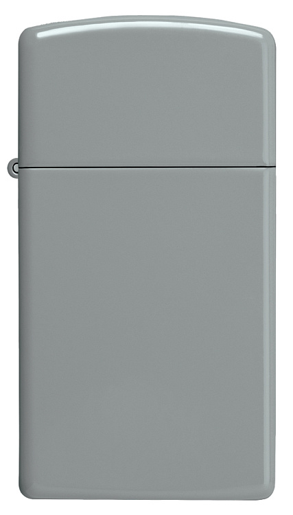 Зажигалка ZIPPO Slim® с покрытием Flat Grey, латунь/сталь, серая, глянцевая, 29x10x60 мм