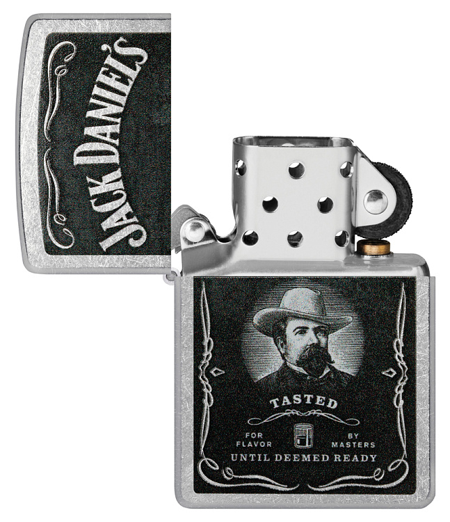 Зажигалка ZIPPO Jack Daniels® с покрытием Street Chrome, латунь/сталь, серебристая, 38x13x57 мм