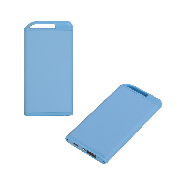 Зарядное устройство "Theta" с фонариком, 4000 mAh, голубой, покрытие soft touch#