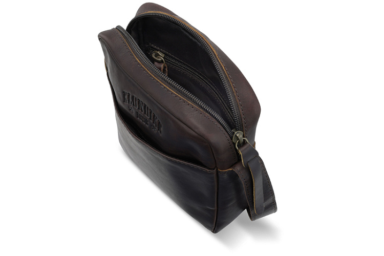 Сумка через плечо KLONDIKE RUSH «Faye», натуральная кожа в темно-коричневом цвете, 18 х 21 х 4,5 см