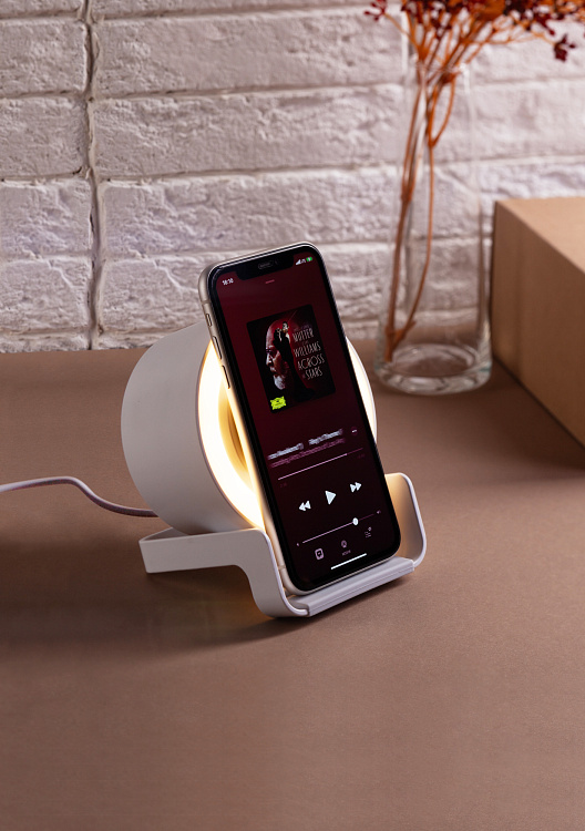 Bluetooth колонка-подставка "Smart Sound" с беспроводным (10W) зарядным устройством и подсветкой