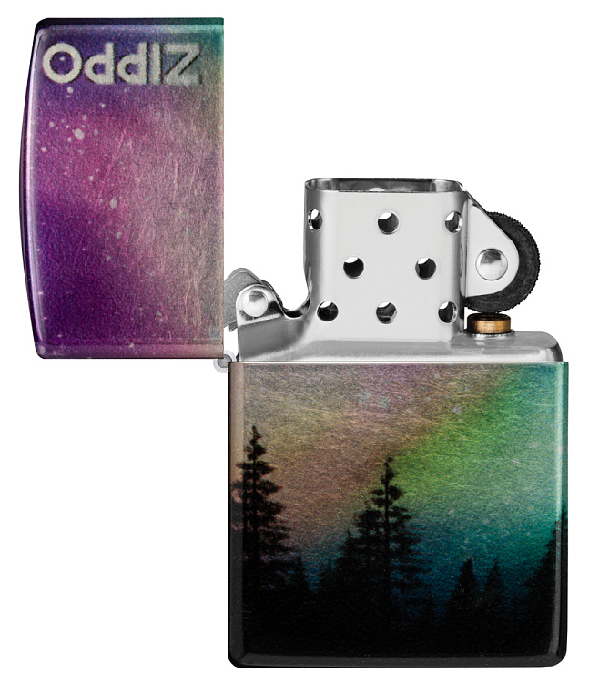 Зажигалка ZIPPO Colorful Sky с покрытием 540 Tumbled Chrome, латунь/сталь, разноцветная, 38x13x57 мм