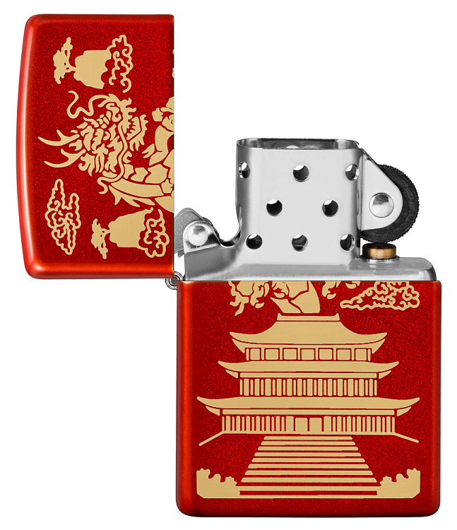 Зажигалка ZIPPO Eastern Design с покрытием Metallic Red, латунь/сталь, красная, 38x13x57 мм