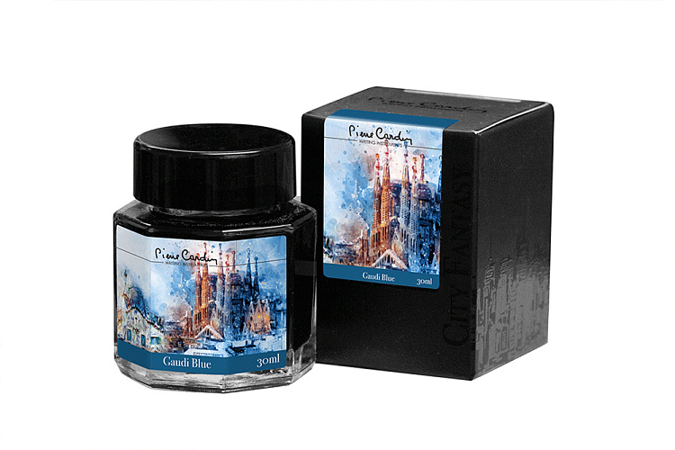 Флакон чернил Pierre Cardin 30мл, серия CITY FANTASY цвет Gaudi Blue (Синий Гауди)