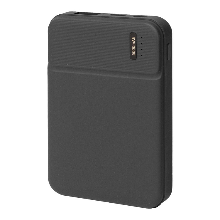 Универсальный аккумулятор Flash 5 (5000 мАч) с подсветкой и soft touch, синий, 9,8х6.3х1,3 см