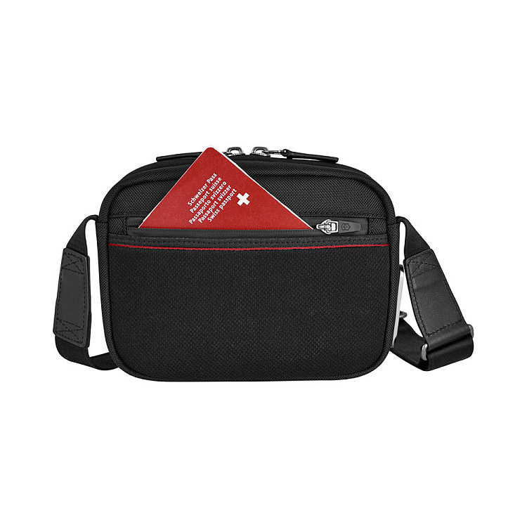 Сумка через плечо компактная VICTORINOX Architecture Urban2 Compact Crossbody Bag, черный, полиэстер/кожа, 22x6x16 см, 2 л