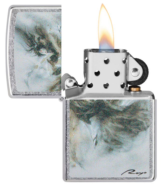 Зажигалка ZIPPO Luis Royo с покрытием Street Chrome, латунь/сталь, серебристая, 38x13x57 мм