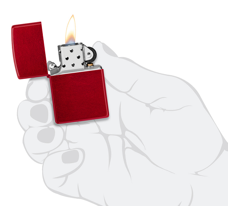 Зажигалка ZIPPO Classic с покрытием Candy Apple Red™, латунь/сталь, красная, глянцевая, 38x13x57 мм