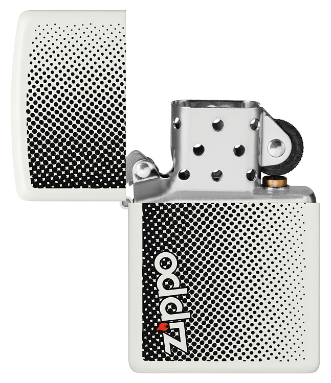 Зажигалка ZIPPO Logo с покрытием White Matte, латунь/сталь, белая, матовая, 38x13x57 мм