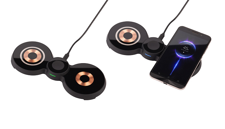 Настольная беспроводная (15W) зарядная станция "Cheb" для смартфона, часов и наушников с MagSafe c прозрачным корпусом