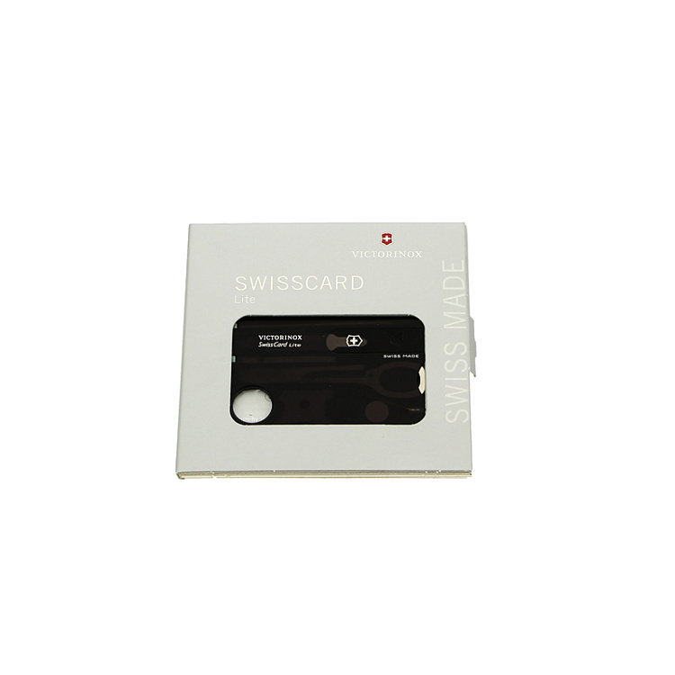 Швейцарская карточка VICTORINOX SwissCard Lite, 13 функций, полупрозрачная чёрная