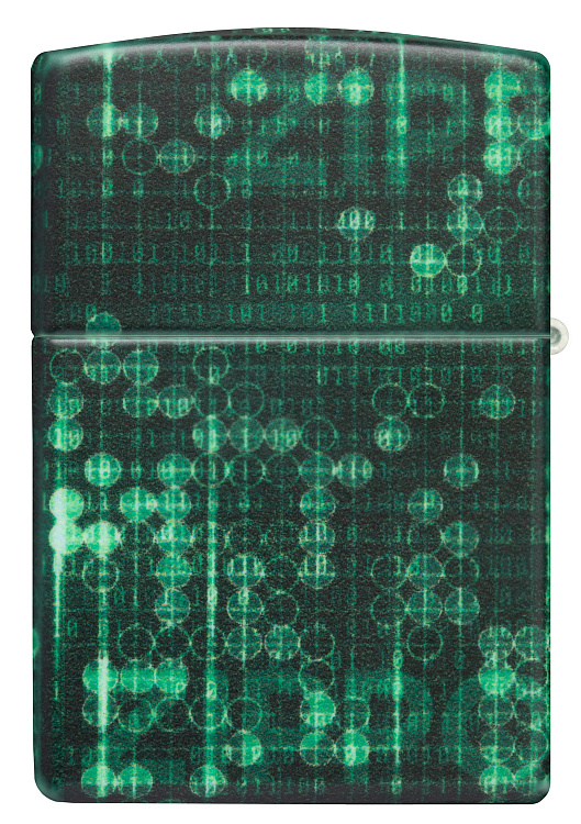 Зажигалка ZIPPO Pattern с покрытием Glow In The Dark Green, латунь/сталь, черно-зеленая, 38x13x57 мм