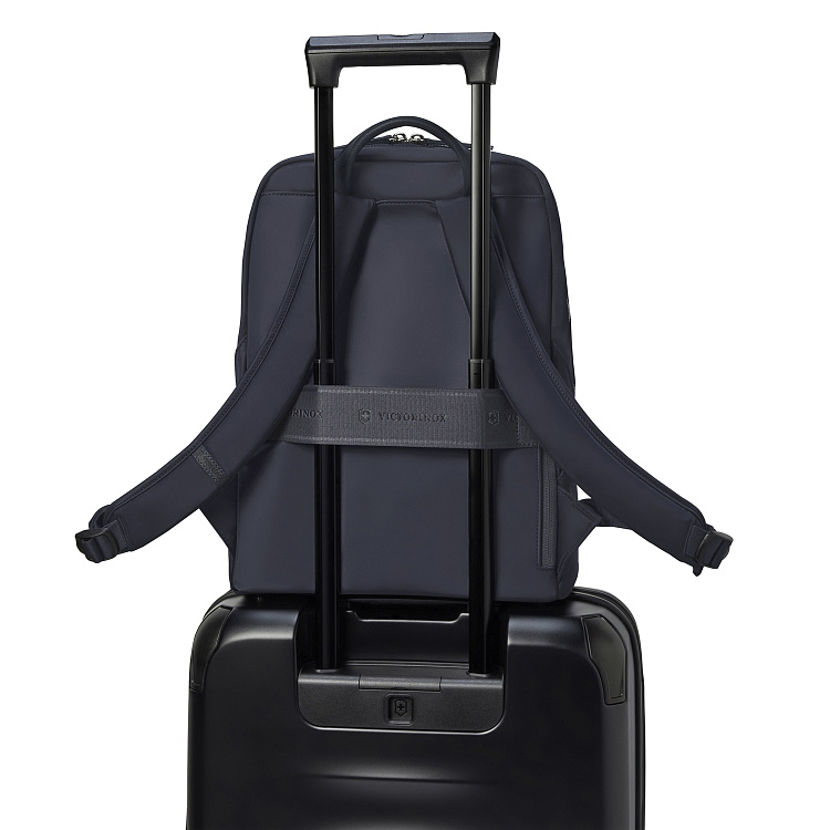 Рюкзак VICTORINOX Victoria Signature Compact Backpack, синий, нейлон/кожа, 30x16x38 см