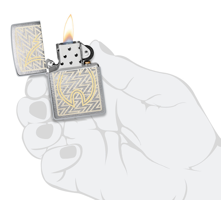 Зажигалка ZIPPO с покрытием Brushed Chrome, латунь/сталь, серебристая, 38x13x57 мм