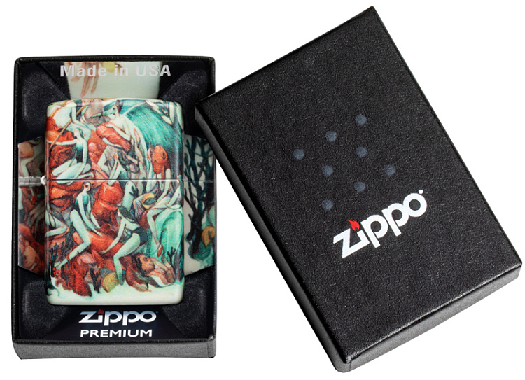 Зажигалка Zippo Classic с покрытием White Matte, латунь/сталь, разноцветная, матовая, 38x13x57 мм