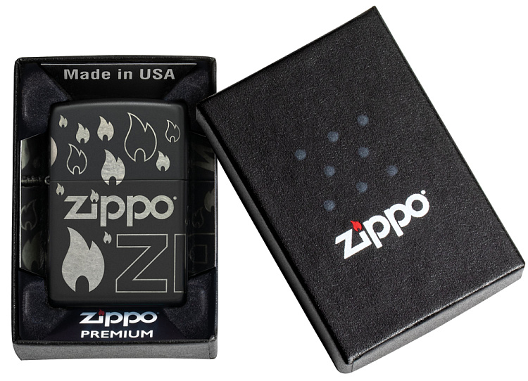 Зажигалка ZIPPO Classic с покрытием Black Matte, латунь/сталь, черная, матовая, 38x13x57 мм
