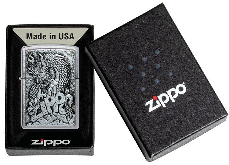 Зажигалка ZIPPO Classic с покрытием Brushed Chrome, латунь/сталь, серебристая, 38x13x57 мм