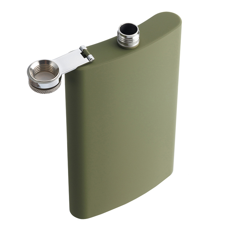 Фляга S.Quire 0,27 л, сталь+прорезиненное покрытие, зеленая