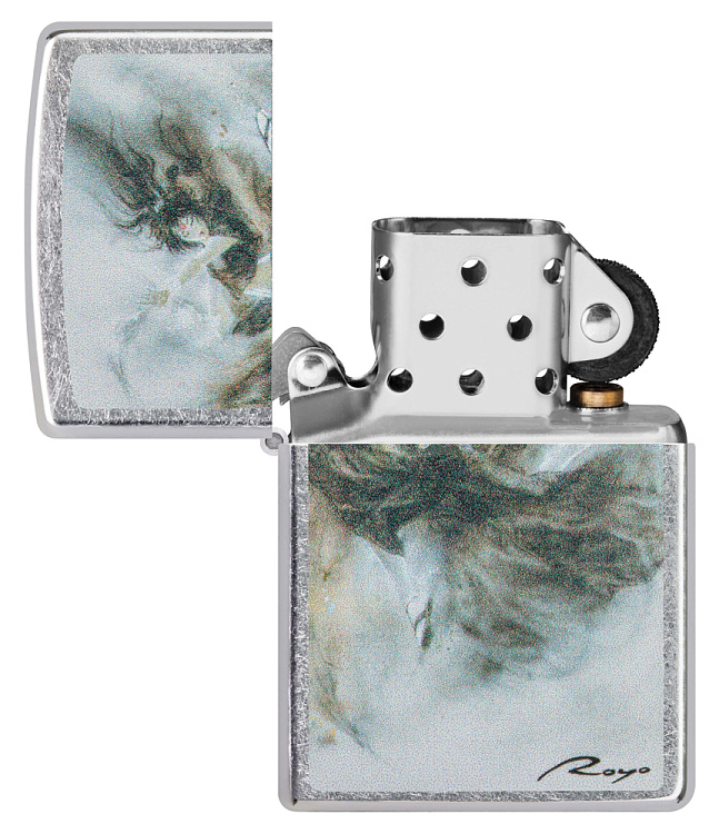 Зажигалка ZIPPO Luis Royo с покрытием Street Chrome, латунь/сталь, серебристая, 38x13x57 мм