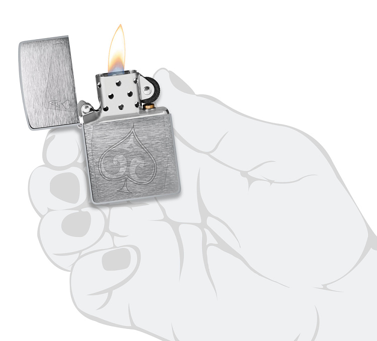 Зажигалка ZIPPO с покрытием Brushed Chrome, латунь/сталь, серебристая, матовая, 38x13x57 мм