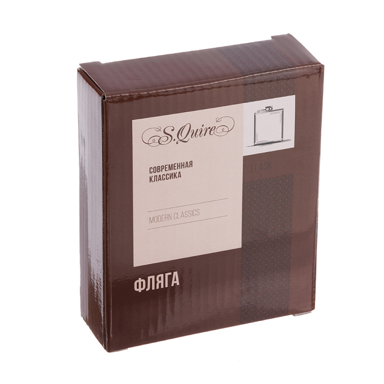 Фляга S.Quire 0,18 л, сталь+искусственная кожа, черно-красная