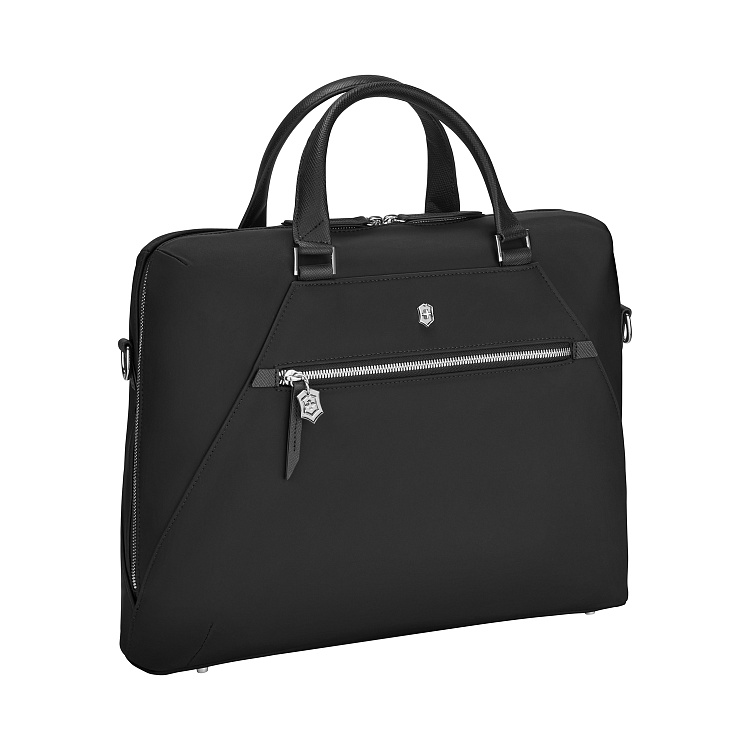 Портфель VICTORINOX Victoria Signature Briefcase, черный, нейлон/кожа, 42x13x30 см, 13 л