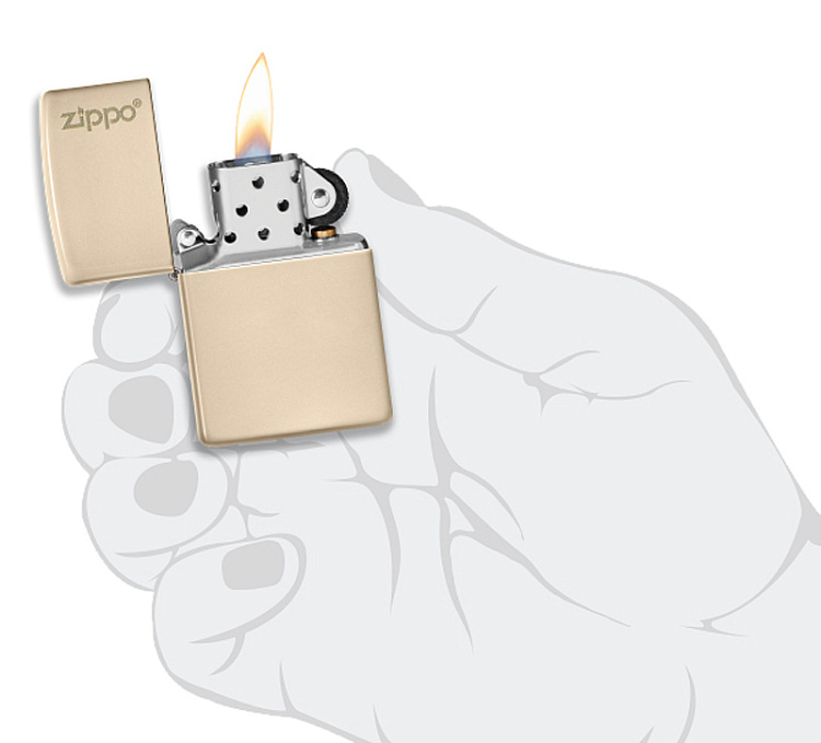 Зажигалка ZIPPO Classic с покрытием Flat Sand, латунь/сталь, бежевая, глянцевая, 38x13x57 мм
