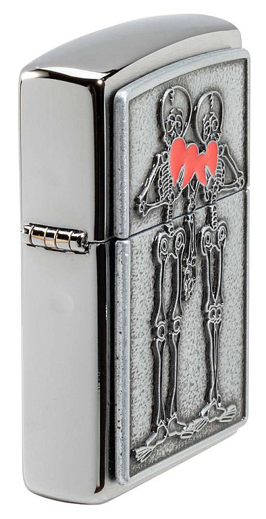 Зажигалка ZIPPO Couple Love с покрытием Brushed Chrome, латунь/сталь, серебристая, 36x13x57 мм