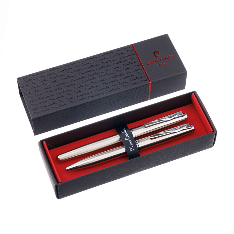Набор  Pierre Cardin PEN&PEN: ручка шариковая + роллер. Цвет - серебристый. Упаковка Е.