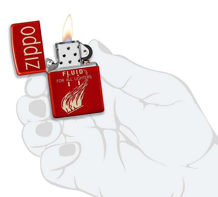 Зажигалка ZIPPO Retro с покрытием Metallic Red, латунь/сталь, красная, 38x13x57 мм