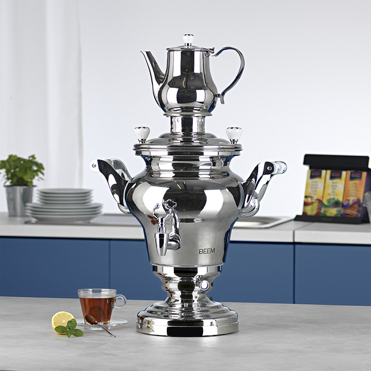Самовар BEEM модель Soraya, 10 литров, серебристый