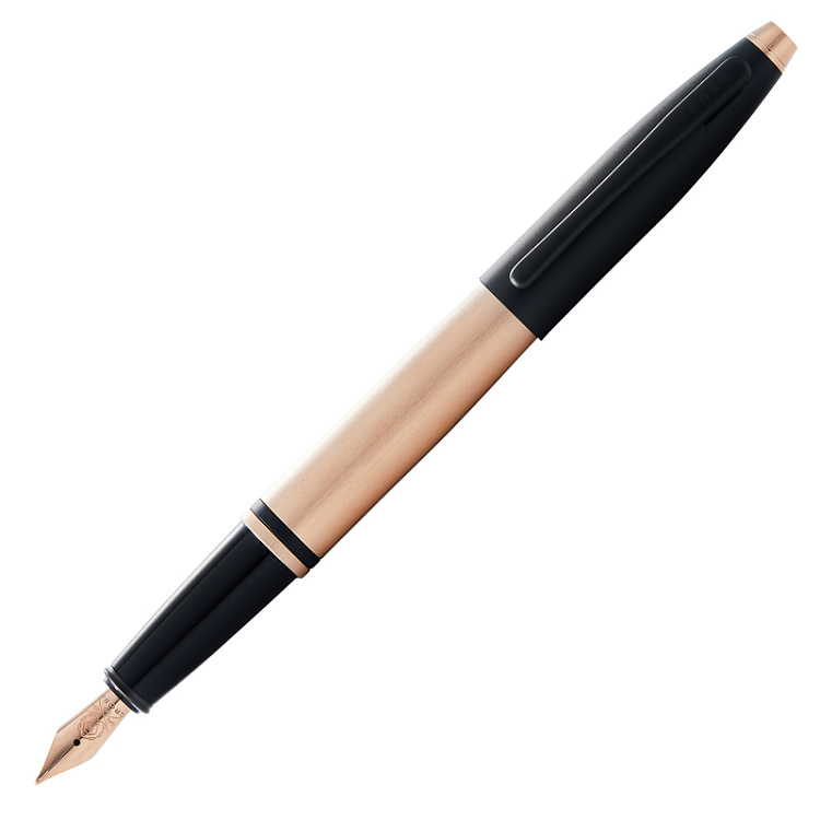 Перьевая ручка Cross Calais Brushed Rose Gold Plate and Black Lacquer, перо M