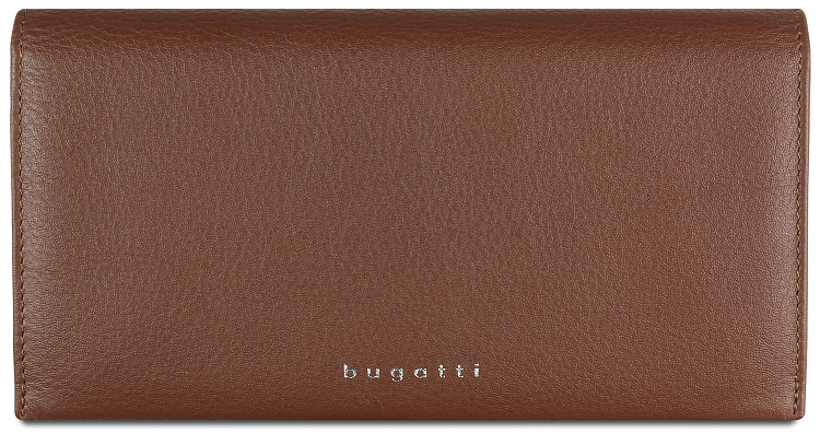 Кошелёк женский BUGATTI Lady Top, коньячный, натуральная воловья кожа, 19,5х2х10 см