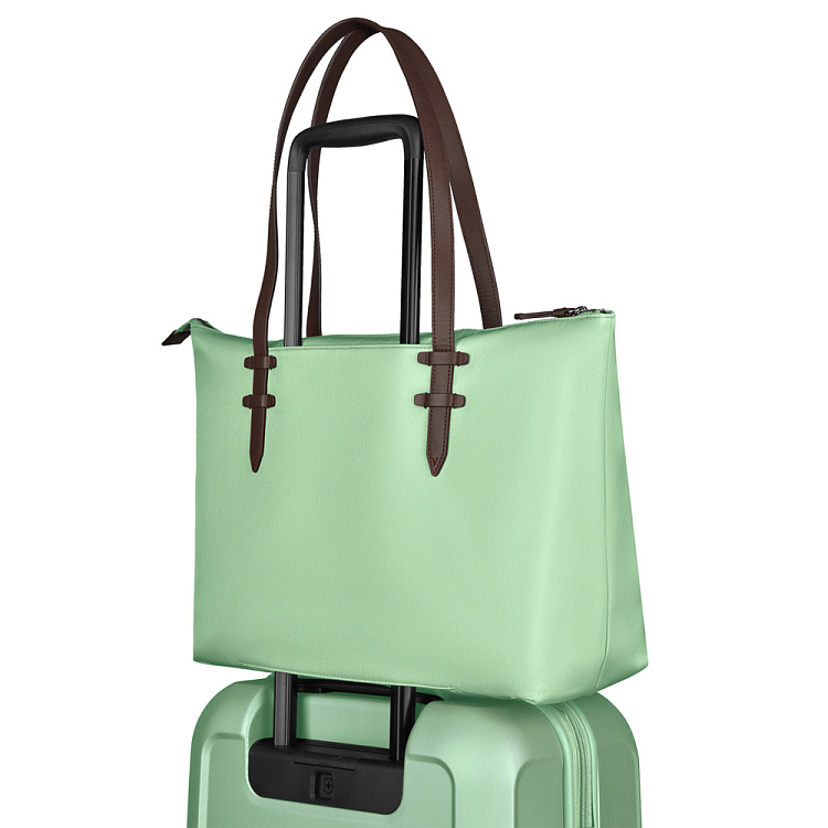 Сумка VICTORINOX Victoria Deluxe Business Tote, мятная, нейлон/кожа/микрозамша, 47x15x31 см, 16 л