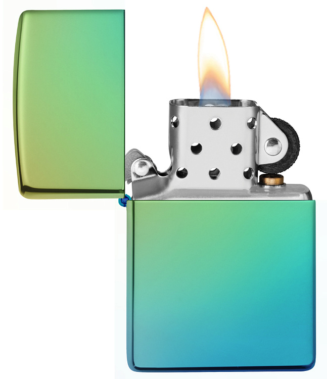 Зажигалка ZIPPO Classic с покрытием High Polish Teal, латунь/сталь, зелёная, глянцевая, 38x13x57 мм