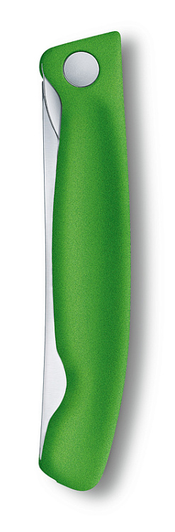 Нож для овощей VICTORINOX SwissClassic, складной, лезвие 11 см с волнистой кромкой, зелёный