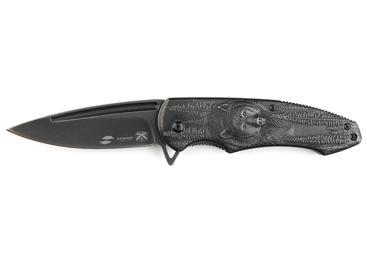 Нож складной Stinger, 82,5 мм (тёмно-серый), материал рукояти: сталь (тёмно-серый)